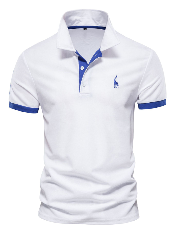 Men's short-sleeved lapel polo shirt with deer embroidery - MyriadMart