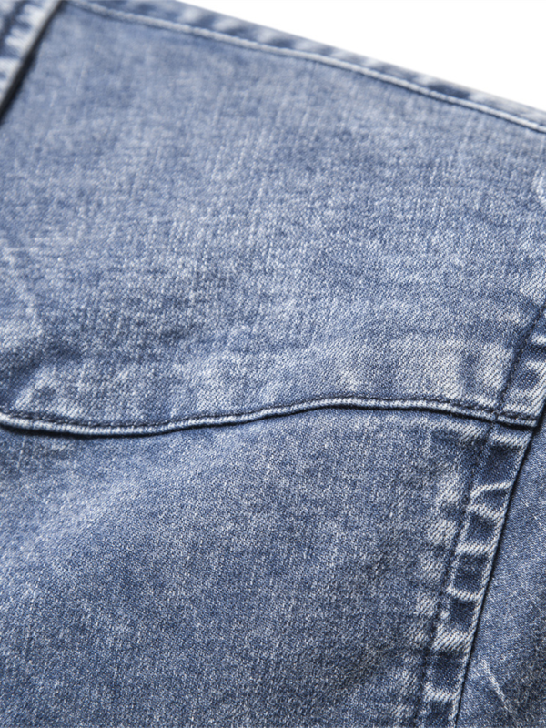 Men's casual distressed denim long sleeve shirt - MyriadMart