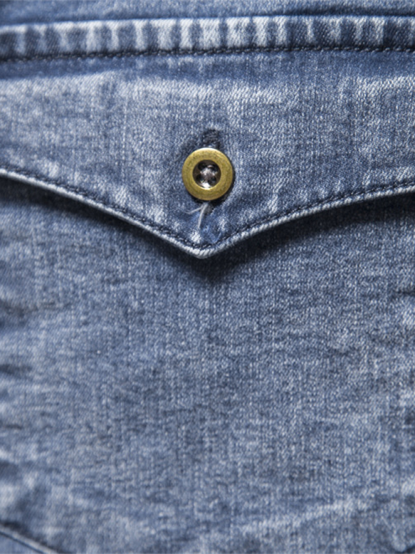 Men's casual distressed denim long sleeve shirt - MyriadMart