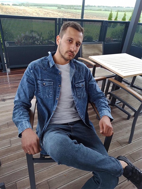 Men's casual distressed denim long sleeve shirt - MyriadMart