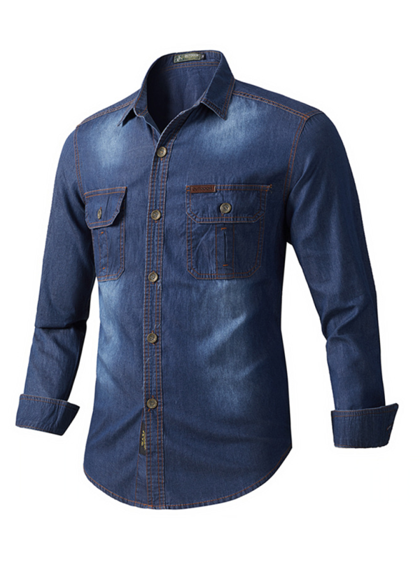 Men's casual workwear long-sleeved denim shirt - MyriadMart
