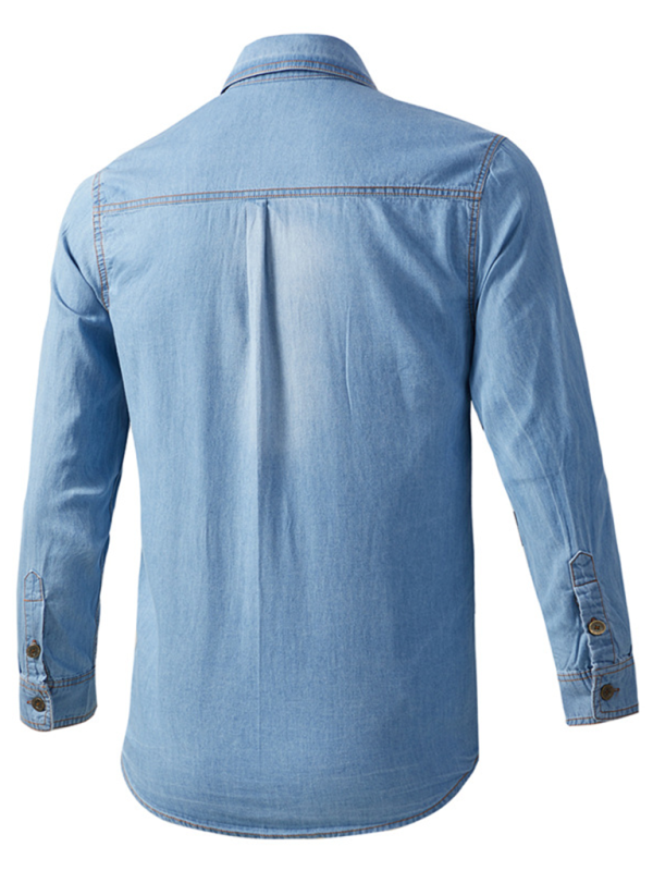 Men's casual workwear long-sleeved denim shirt - MyriadMart