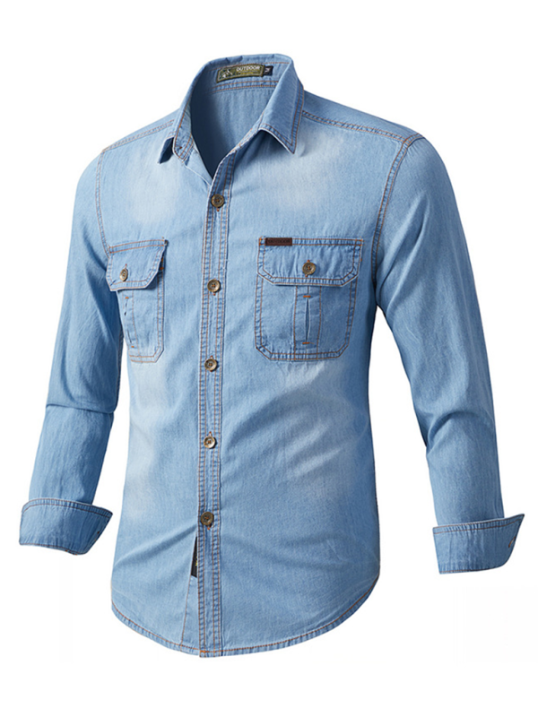 Men's casual workwear long-sleeved denim shirt - MyriadMart