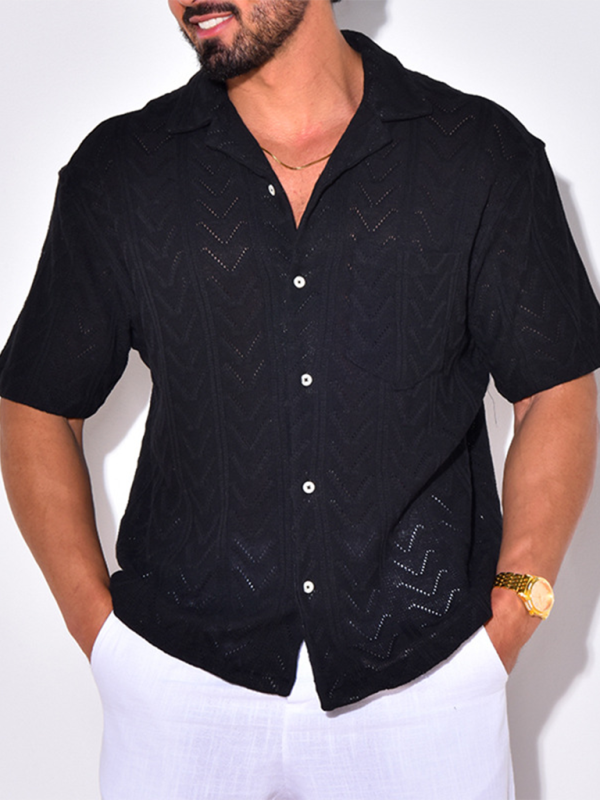 Men's knitted short-sleeved loose T-shirt street casual tops - MyriadMart