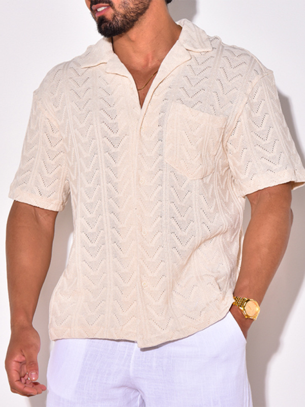 Men's knitted short-sleeved loose T-shirt street casual tops - MyriadMart