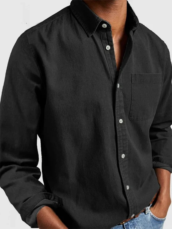 Long Sleeve Lapel Men's Shirt - MyriadMart