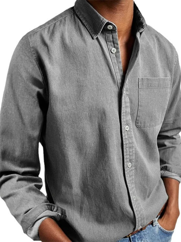 Long Sleeve Lapel Men's Shirt - MyriadMart