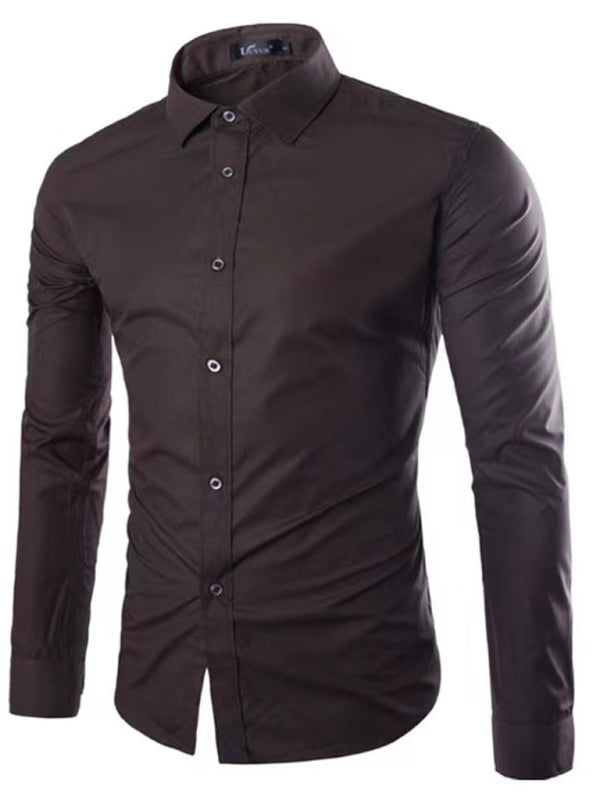 Casual lapel non-iron long-sleeved shirt - MyriadMart