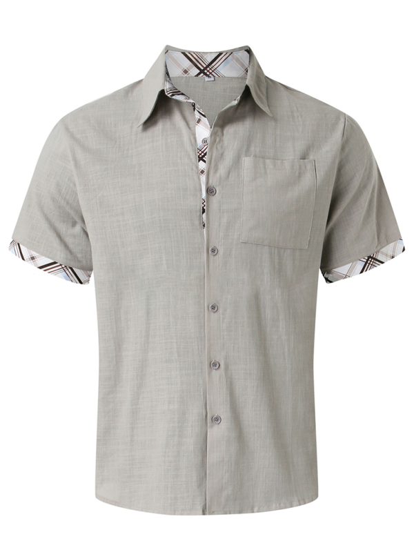 Men's Vacation Shirt Short Sleeve Contrast Lapel Shirt - MyriadMart