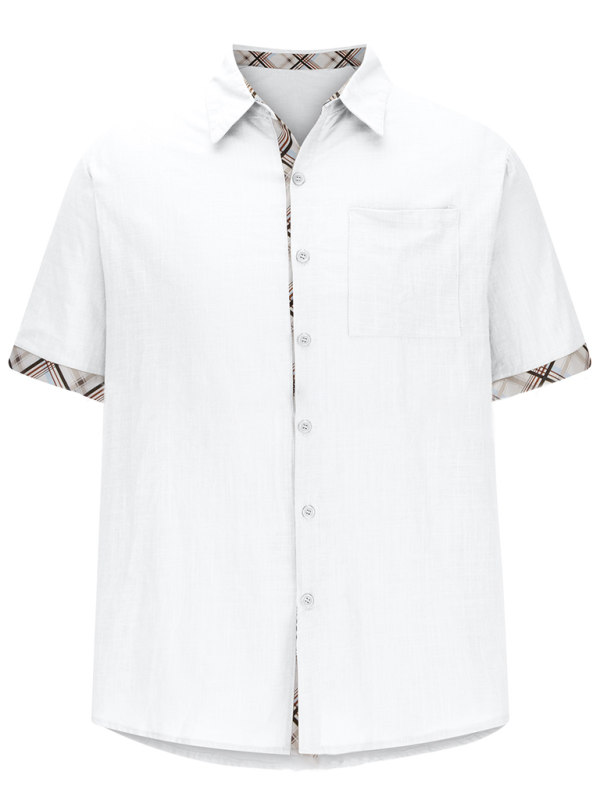 Men's Vacation Shirt Short Sleeve Contrast Lapel Shirt - MyriadMart