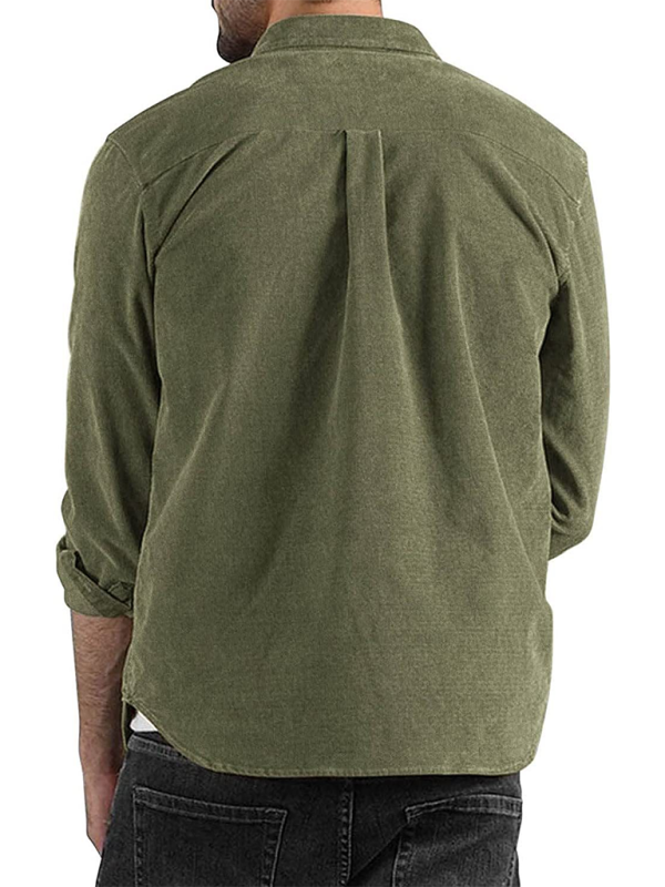 Long-sleeved shirt corduroy lapel button loose casual jacket - MyriadMart