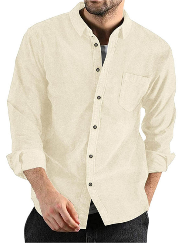Long-sleeved shirt corduroy lapel button loose casual jacket - MyriadMart