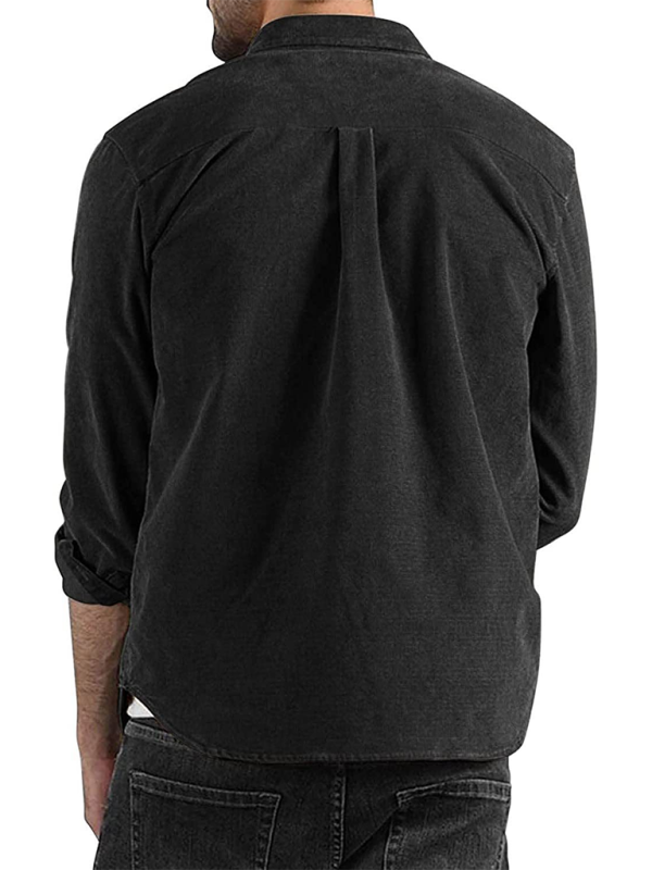 Long-sleeved shirt corduroy lapel button loose casual jacket - MyriadMart