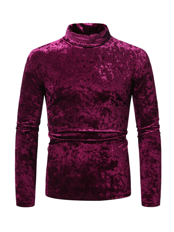 New long-sleeved solid color T-shirt high neck suede bottoming shirt - MyriadMart