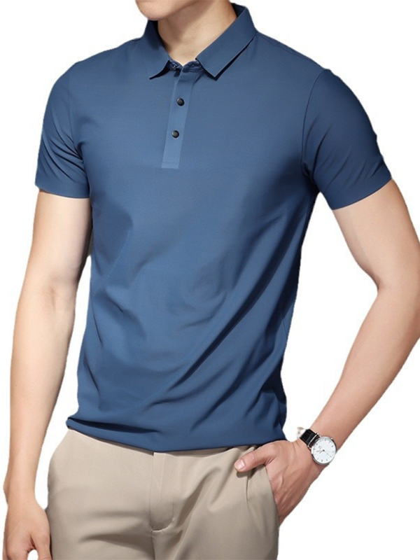 Men's high elastic non-marking ice silk lapel short-sleeved quick-drying polo shirt - MyriadMart