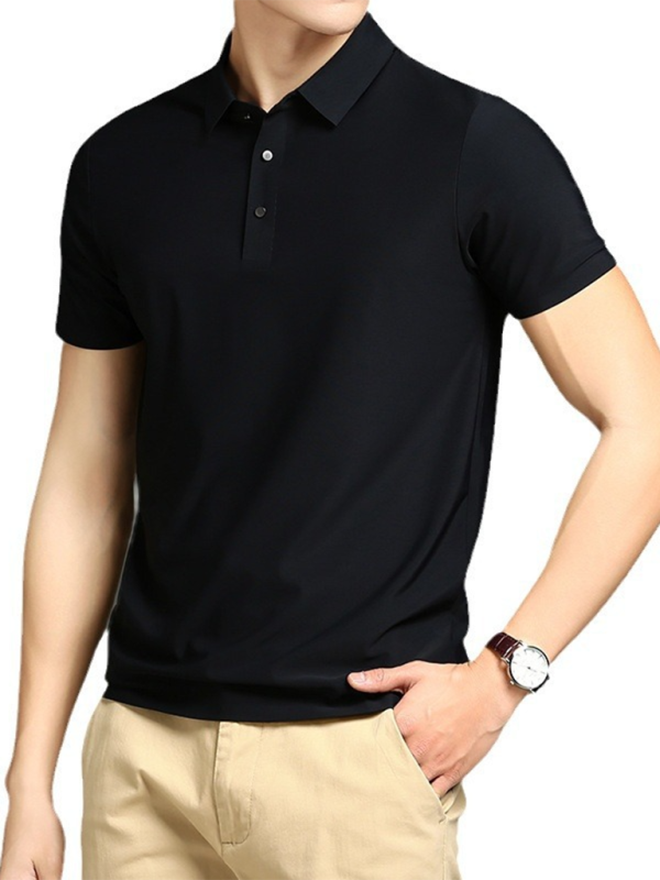 Men's high elastic non-marking ice silk lapel short-sleeved quick-drying polo shirt - MyriadMart