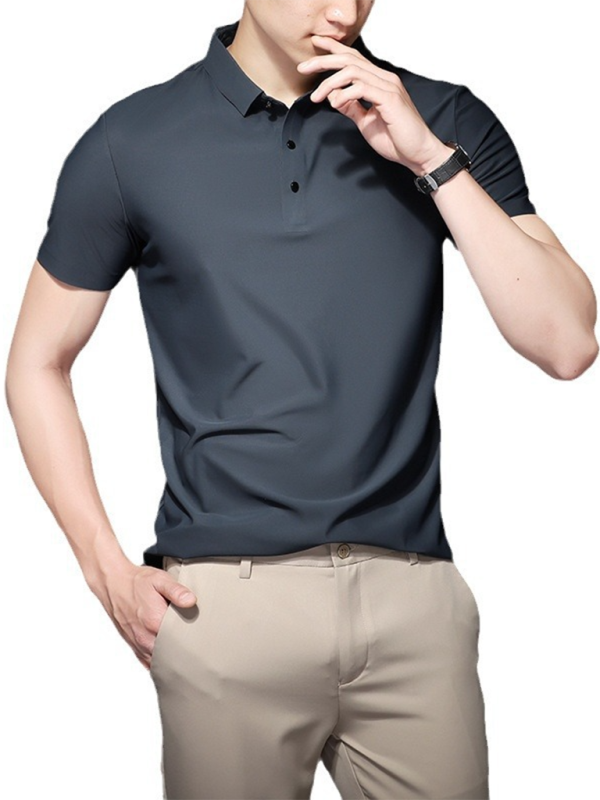 Men's high elastic non-marking ice silk lapel short-sleeved quick-drying polo shirt - MyriadMart