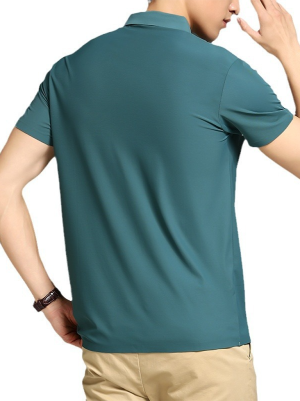 Men's high elastic non-marking ice silk lapel short-sleeved quick-drying polo shirt - MyriadMart