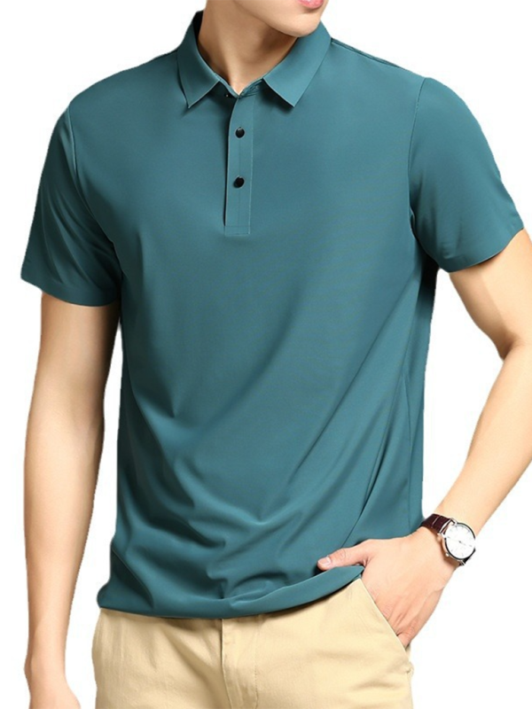 Men's high elastic non-marking ice silk lapel short-sleeved quick-drying polo shirt - MyriadMart