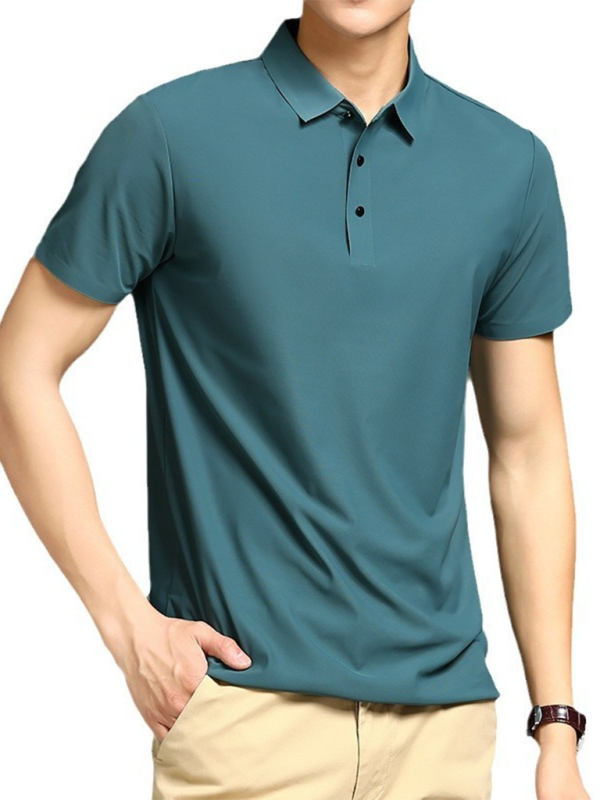 Men's high elastic non-marking ice silk lapel short-sleeved quick-drying polo shirt - MyriadMart