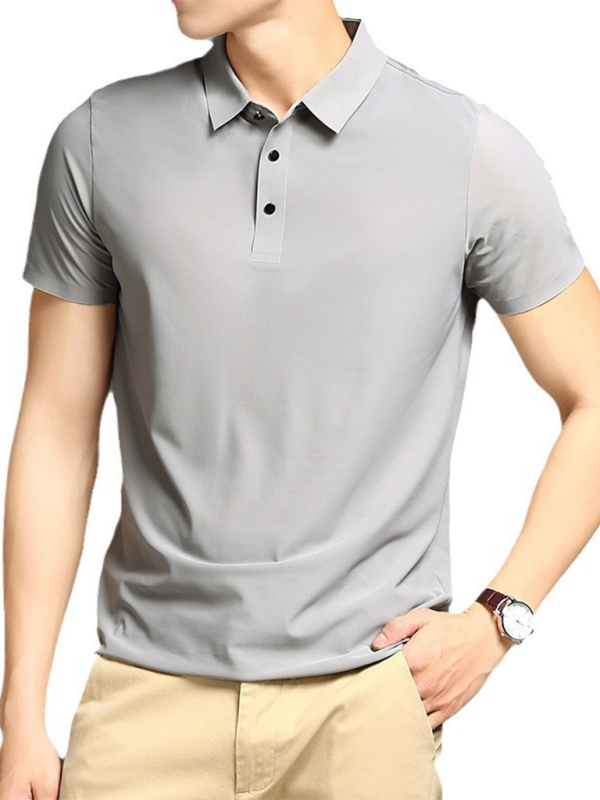 Men's high elastic non-marking ice silk lapel short-sleeved quick-drying polo shirt - MyriadMart