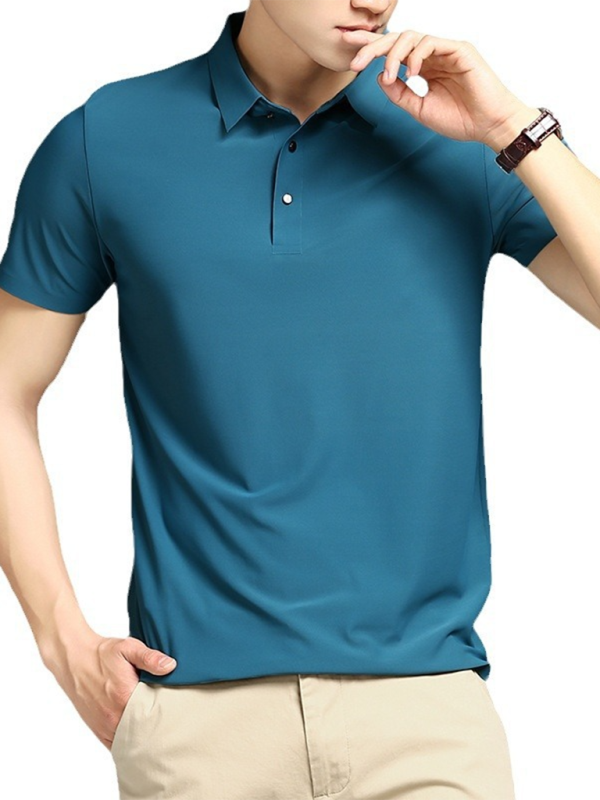Men's high elastic non-marking ice silk lapel short-sleeved quick-drying polo shirt - MyriadMart