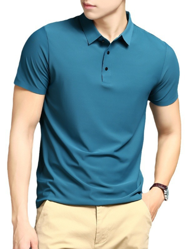 Men's high elastic non-marking ice silk lapel short-sleeved quick-drying polo shirt - MyriadMart