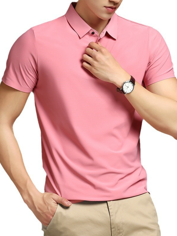 Men's high elastic non-marking ice silk lapel short-sleeved quick-drying polo shirt - MyriadMart