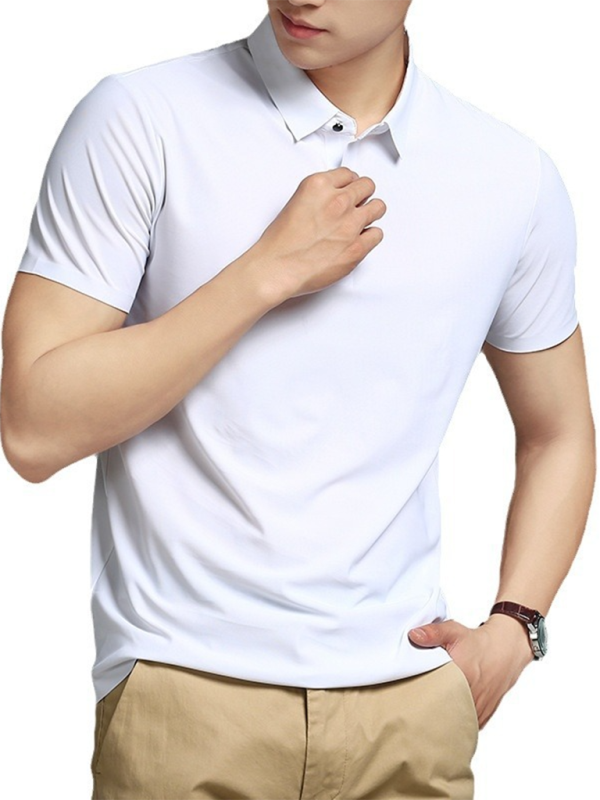 Men's high elastic non-marking ice silk lapel short-sleeved quick-drying polo shirt - MyriadMart