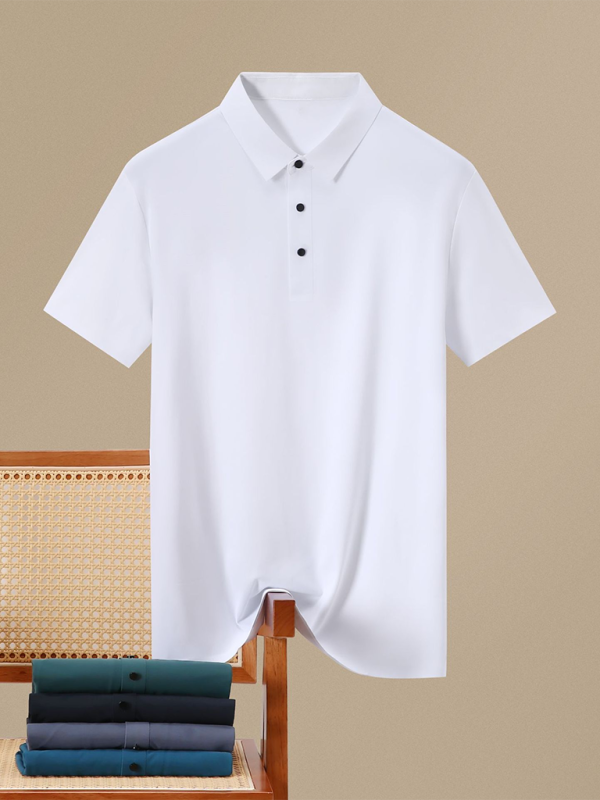 Men's high elastic non-marking ice silk lapel short-sleeved quick-drying polo shirt - MyriadMart