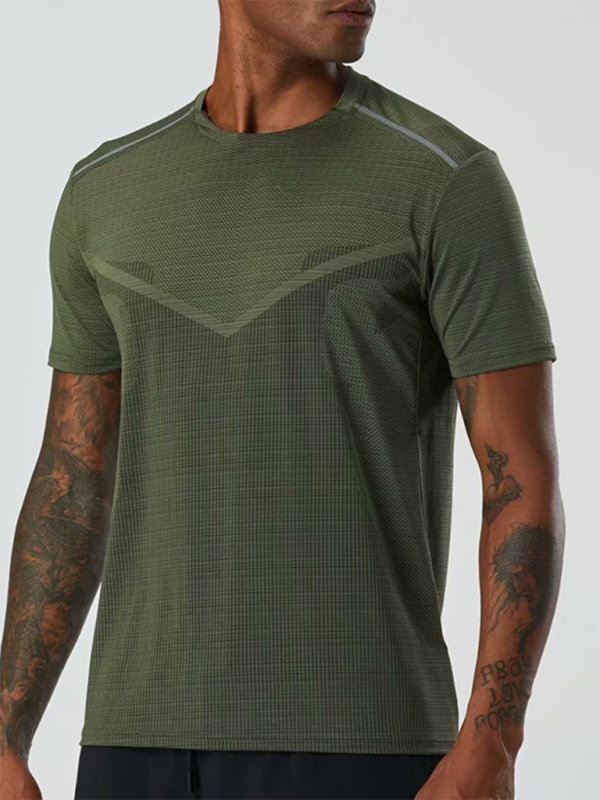 Short Sleeve Athletic T-Shirt Men's Quick Dry Running Wear Training Top - MyriadMart
