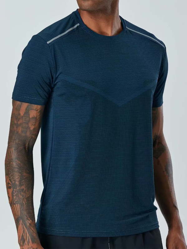 Short Sleeve Athletic T-Shirt Men's Quick Dry Running Wear Training Top - MyriadMart