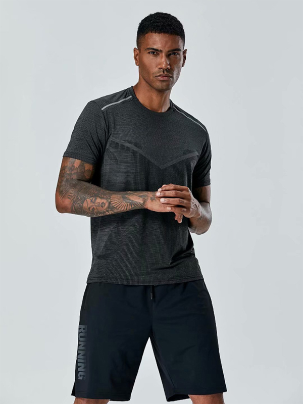 Short Sleeve Athletic T-Shirt Men's Quick Dry Running Wear Training Top - MyriadMart