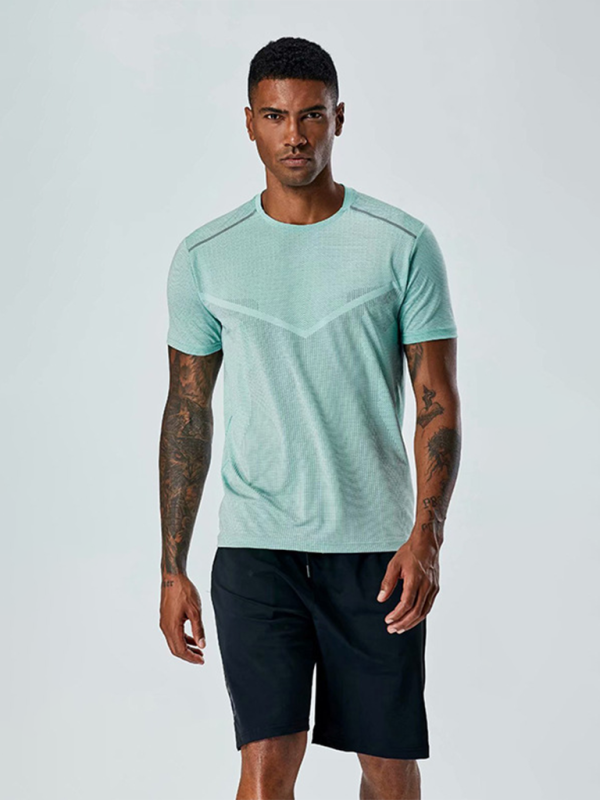 Short Sleeve Athletic T-Shirt Men's Quick Dry Running Wear Training Top - MyriadMart
