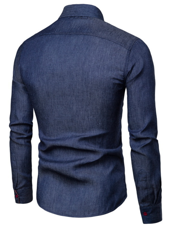 Men's Casual Shirt Pocket Patchwork Leather Long Sleeve Shirt - MyriadMart