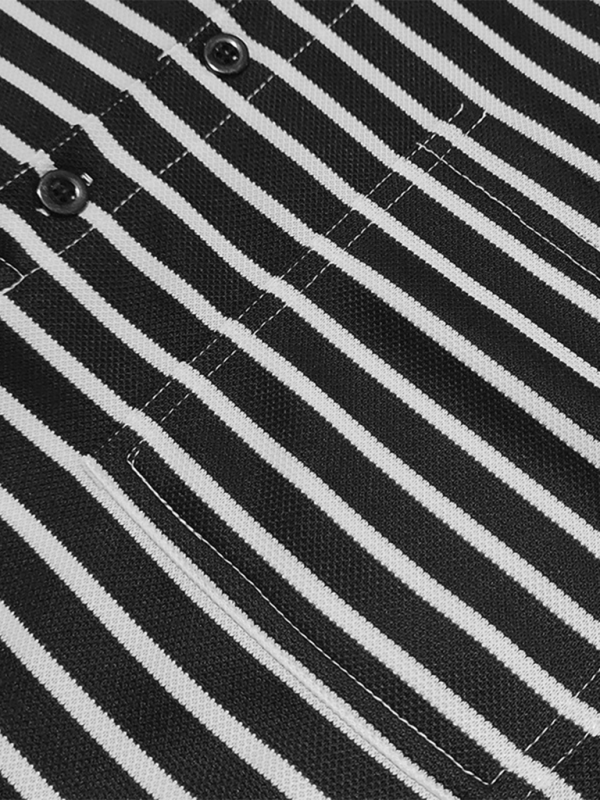 Long Sleeve Henley Shirt Casual Horizontal Striped Henley T-Shirt - MyriadMart