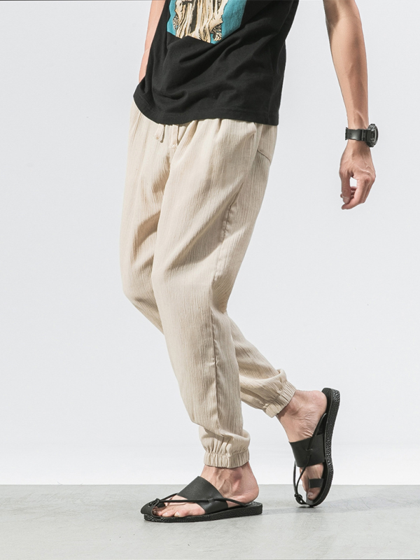 Men's Linen Pants Fashion Haren Pants Drawstring Pants - MyriadMart
