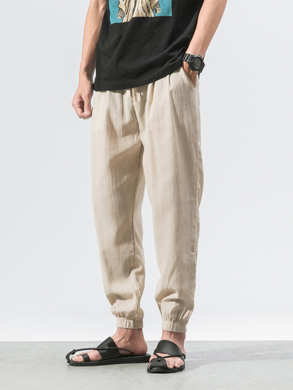 Men's Linen Pants Fashion Haren Pants Drawstring Pants - MyriadMart
