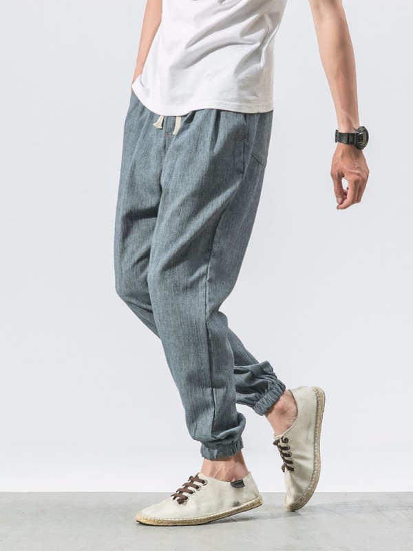 Men's Linen Pants Fashion Haren Pants Drawstring Pants - MyriadMart