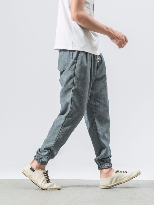 Men's Linen Pants Fashion Haren Pants Drawstring Pants - MyriadMart