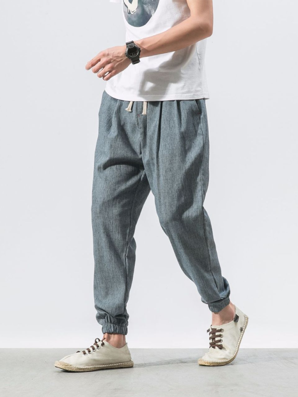 Men's Linen Pants Fashion Haren Pants Drawstring Pants - MyriadMart