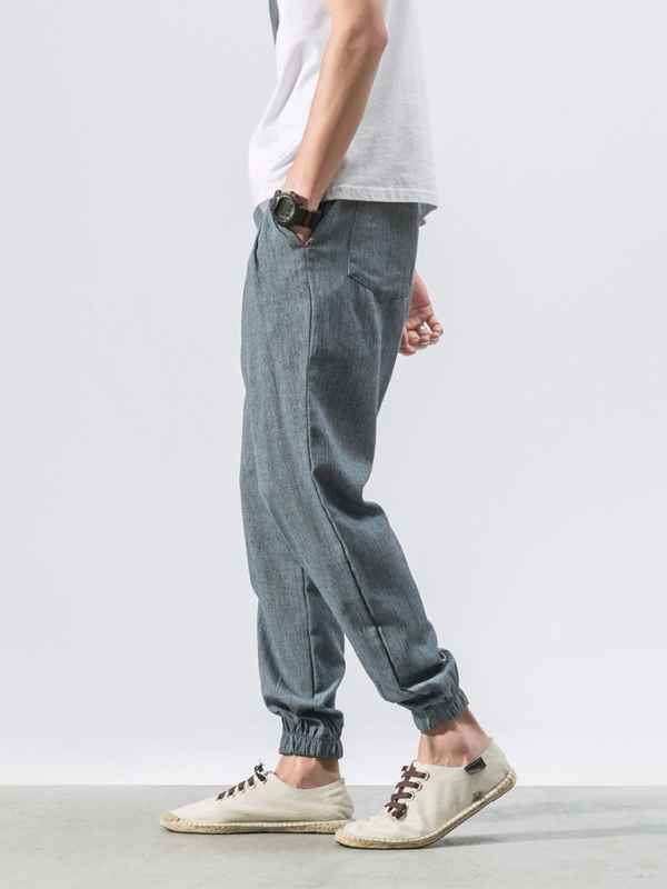 Men's Linen Pants Fashion Haren Pants Drawstring Pants - MyriadMart