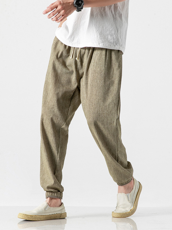 Men's Linen Pants Fashion Haren Pants Drawstring Pants - MyriadMart