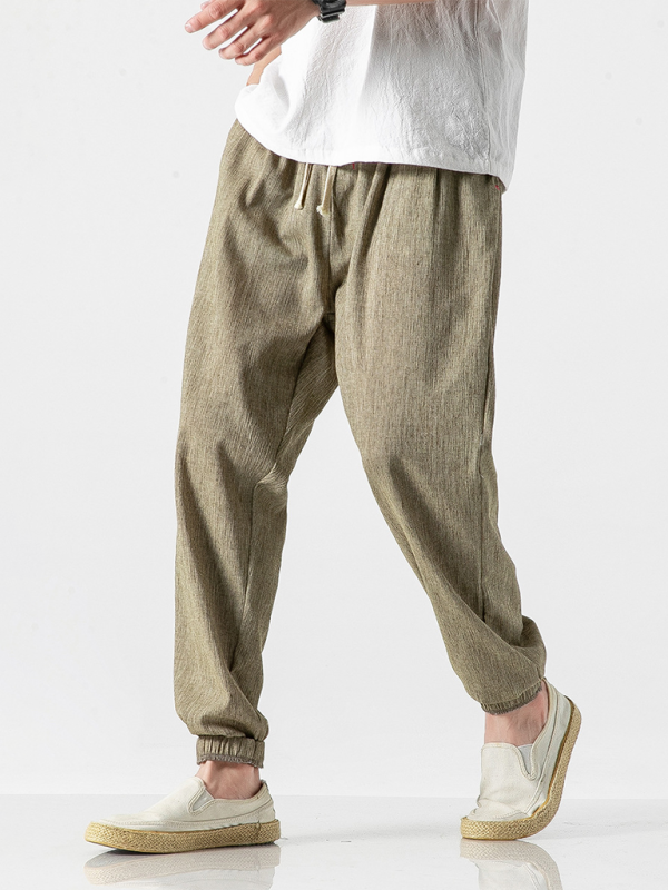 Men's Linen Pants Fashion Haren Pants Drawstring Pants - MyriadMart