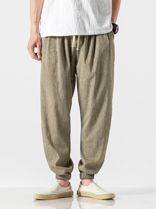 Men's Linen Pants Fashion Haren Pants Drawstring Pants - MyriadMart