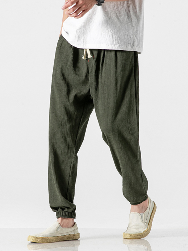 Men's Linen Pants Fashion Haren Pants Drawstring Pants - MyriadMart