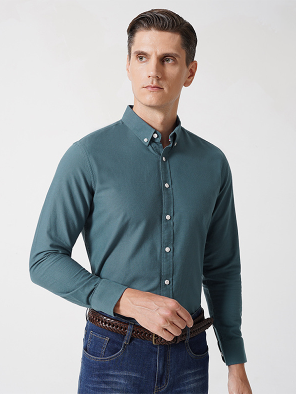 Men's Brushed Oxford Long Sleeve Shirt - MyriadMart