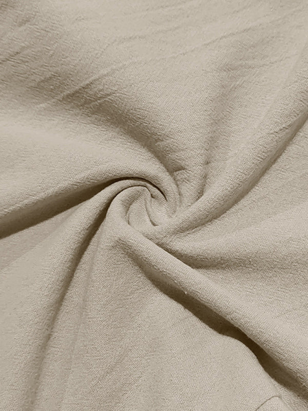 Men's light khaki breathable linen loose casual trousers - MyriadMart