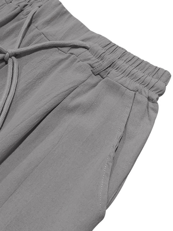 Men's Loose Casual Relaxed Straight Linen Naples Gurga Breathable Trousers - MyriadMart