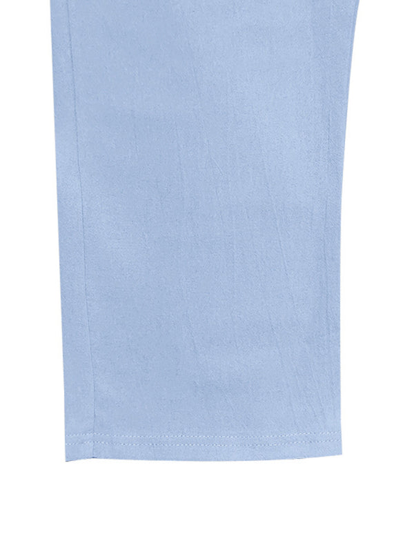 Men's Loose Casual Relaxed Straight Linen Naples Gurga Breathable Trousers - MyriadMart